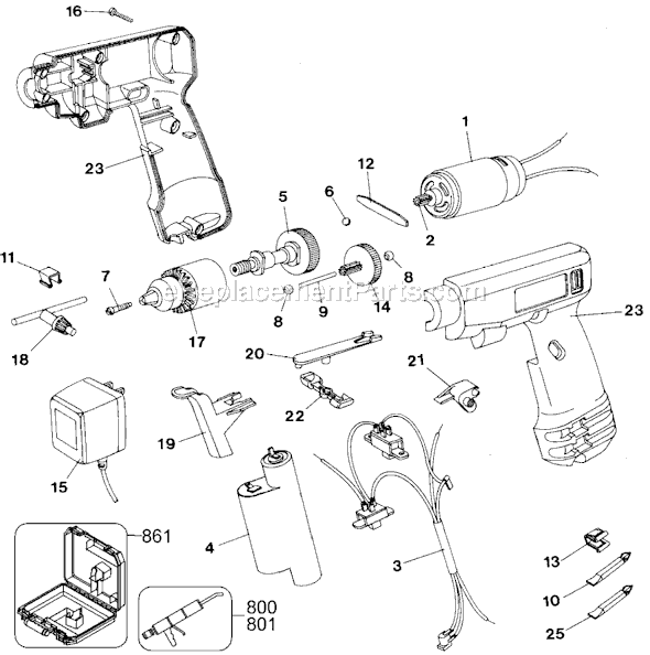 Page A Diagram and Parts List for TS221 Type 2 Black and Decker Cordless Drill